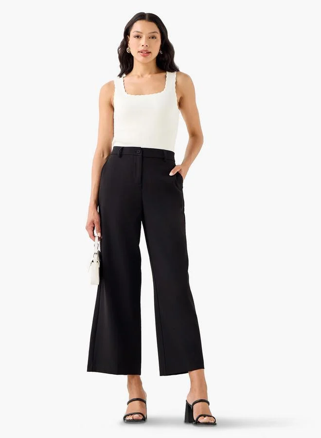 ايكونيك Iconic Relaxed Fit Tank Top with Scallop Trim